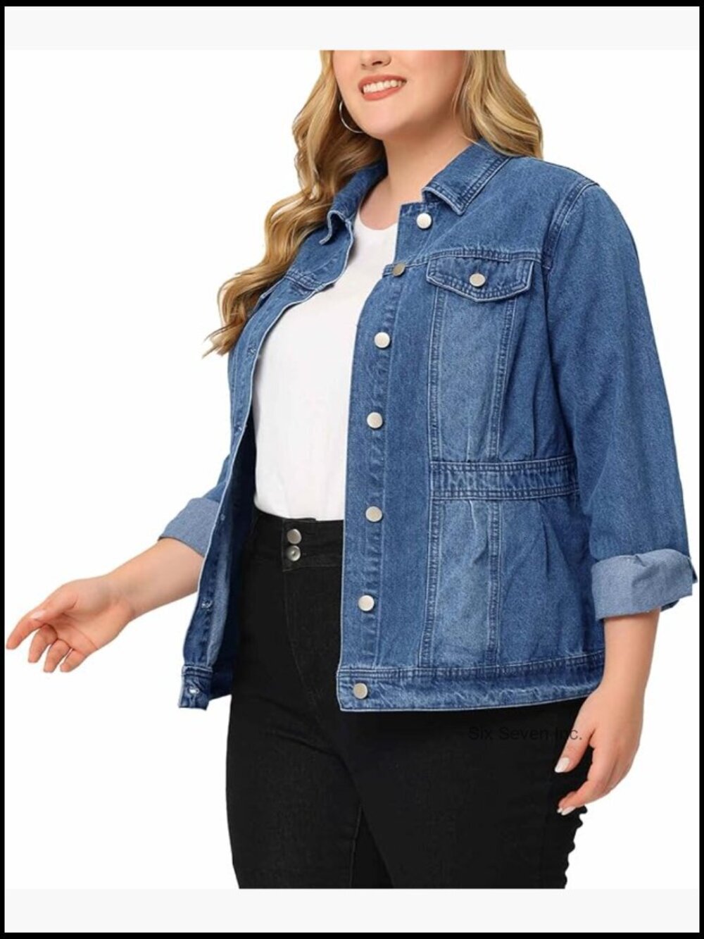 Plus Size Denim Jacket Long Sleeve Button Down Trucker Jacket Western Outfit